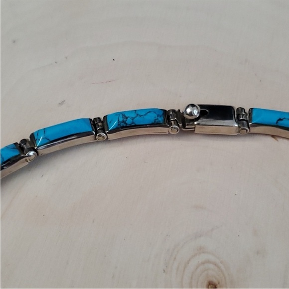 950 Sterling Silver 925 Turquoise Cleopatra V Necklace - Picture 8 of 12